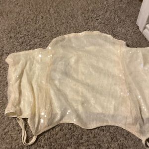 Cream Sequin Crop Top